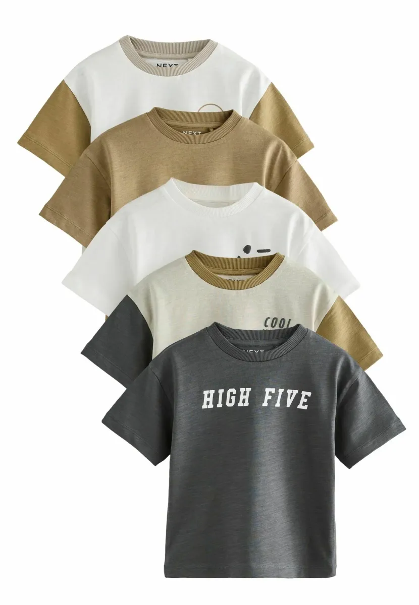 TRANSPORT SHORT SLEEVE FIVE PACK  - T-Shirt print - multi neutral slogan