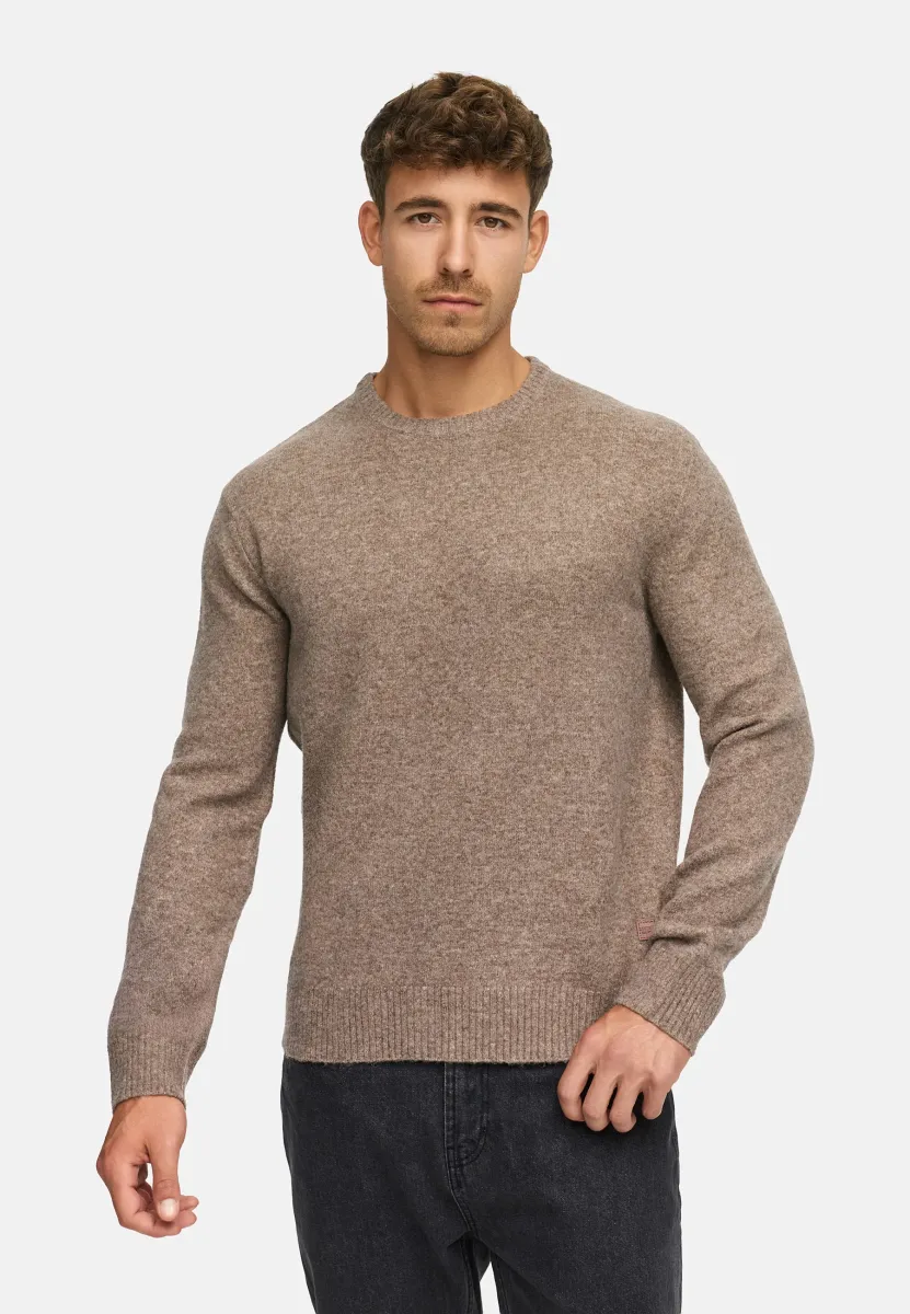 TRAX O-NECK - Strickpullover - dk brown mix