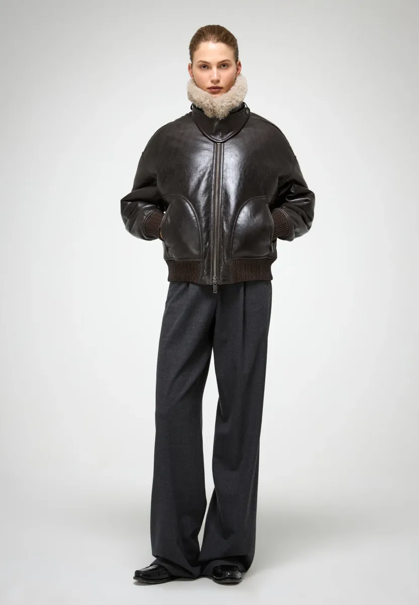 TRICIA - Lederjacke - anthracite
