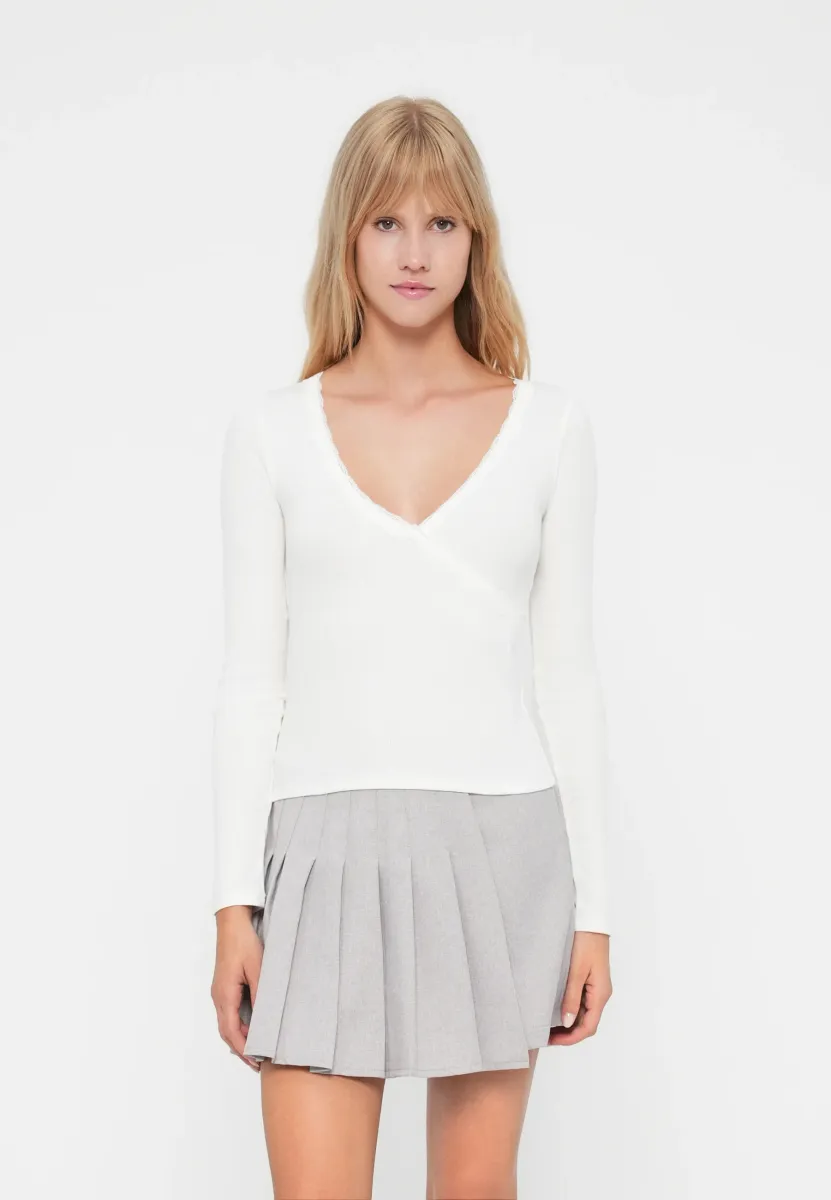 TRIM WRAP - Langarmshirt - white