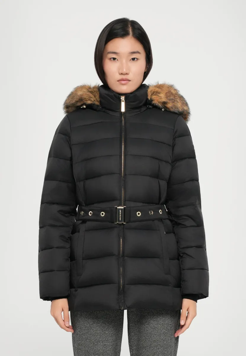 TRIMMED BELTED JACKET - Wintermantel - black