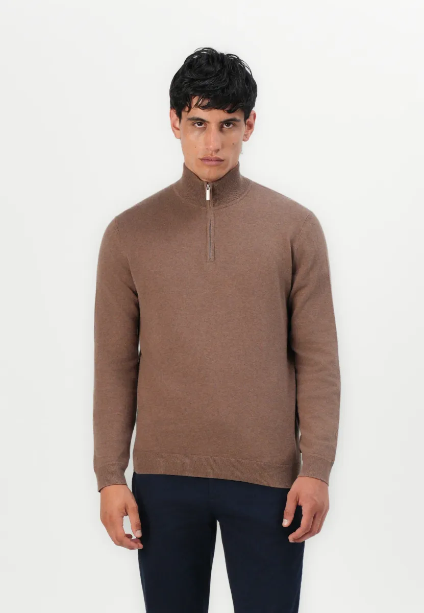 TROYER - Strickpullover - dark taupe melange