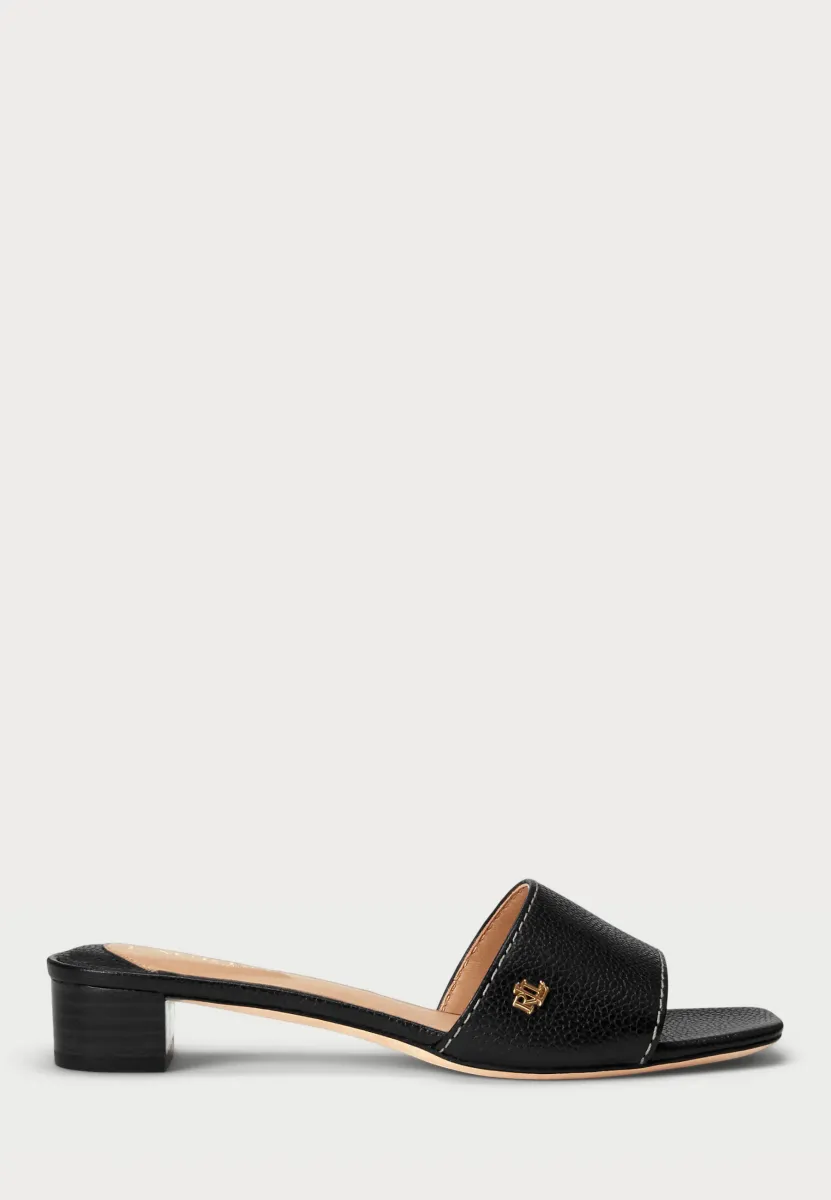 TUMBLED LEATHER SANDAL - Pantolette flach - black