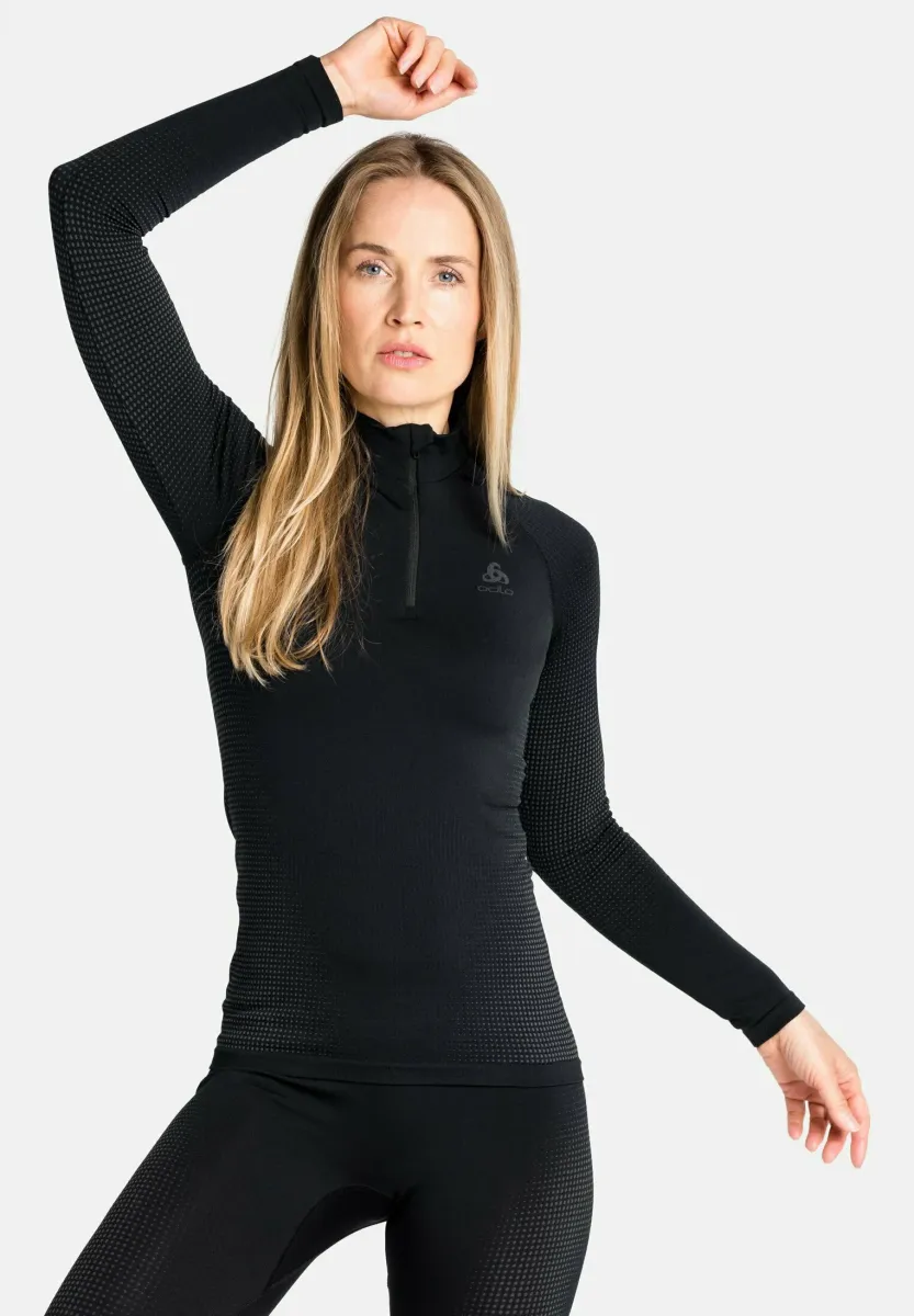 TURTLE NECK HALF ZIP PERFORMA - Langarmshirt - black