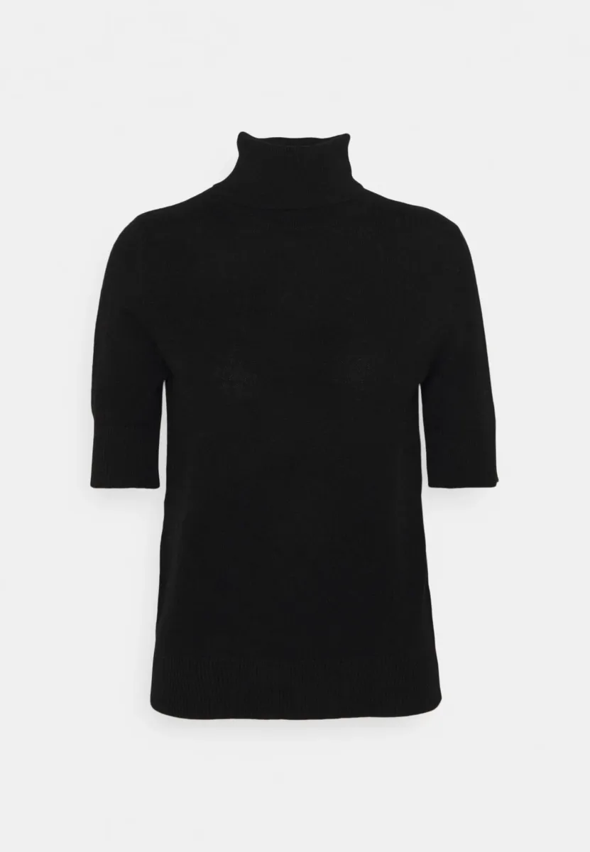 TURTLE NECK SHORT SLEEVE - Strickpullover - black
