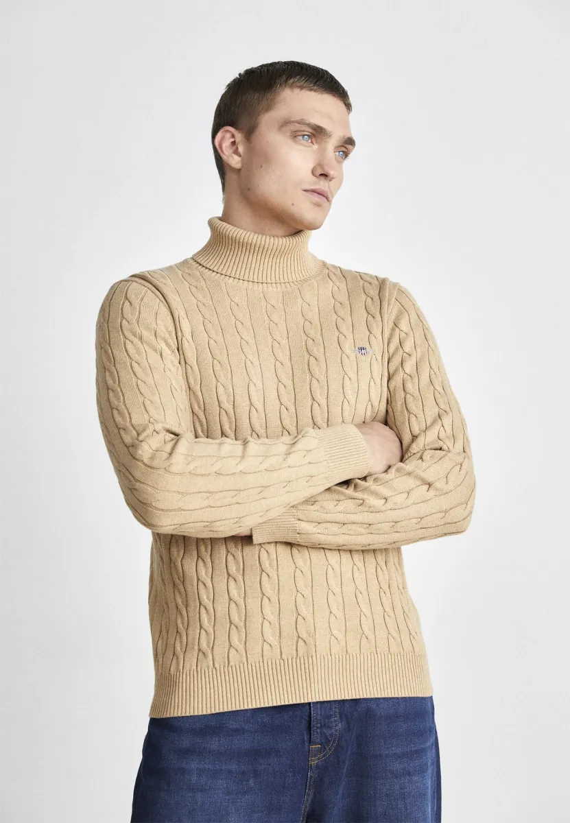 TURTLE NECK - Strickpullover - khaki mel