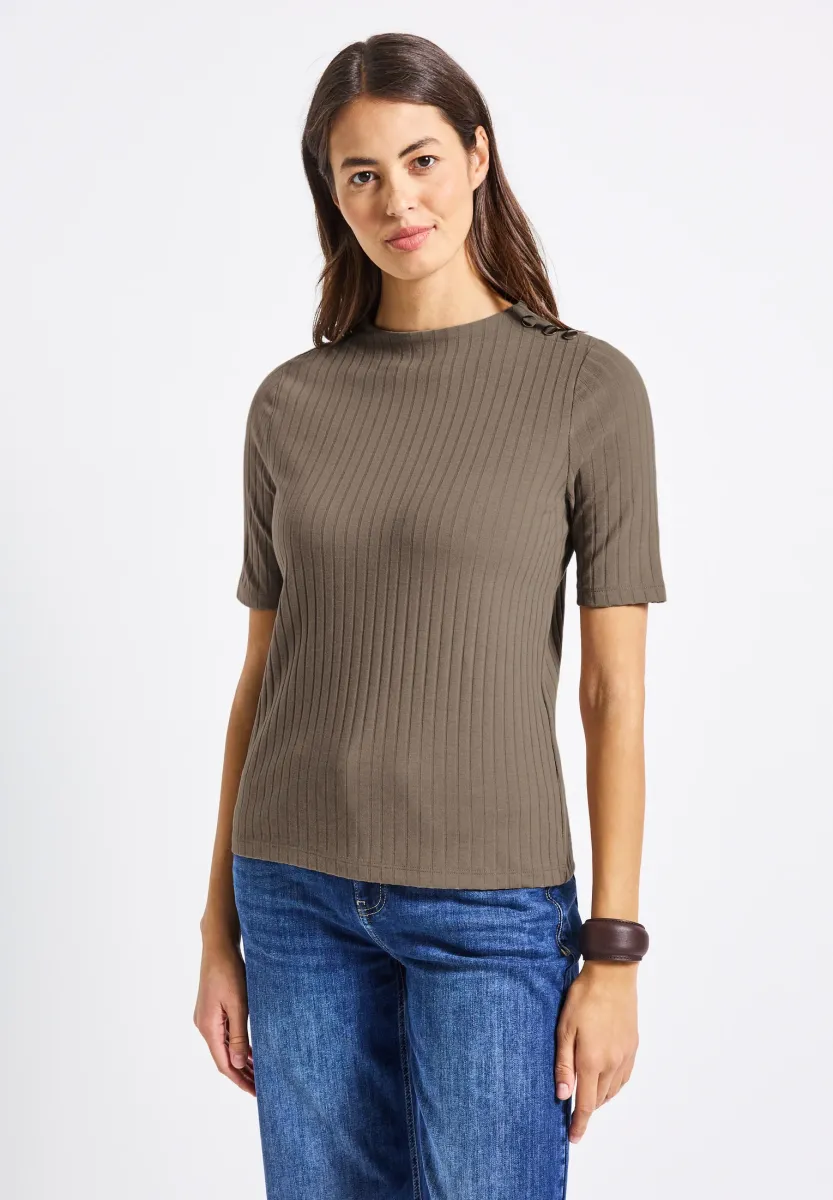 TURTLENECK MIT KNÖPFEN - T-Shirt print - braun