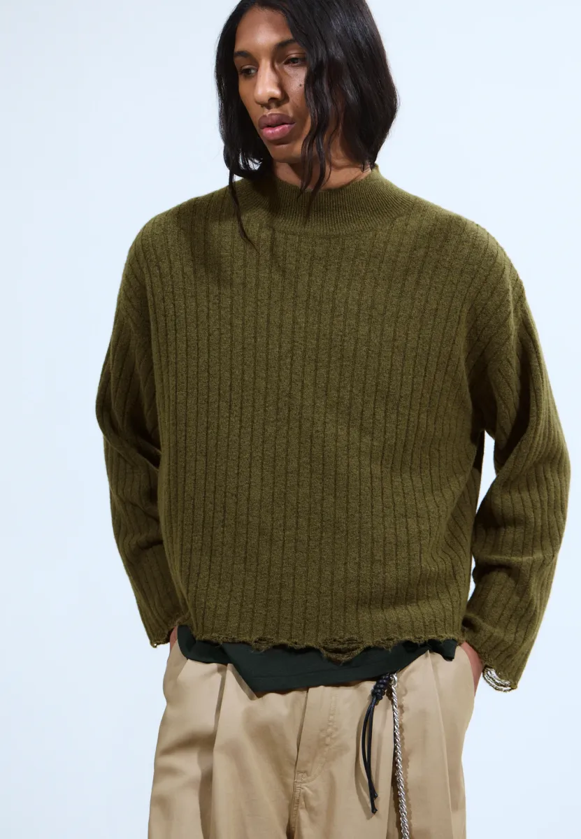 TURTLENECK - Strickpullover - khaki green structure