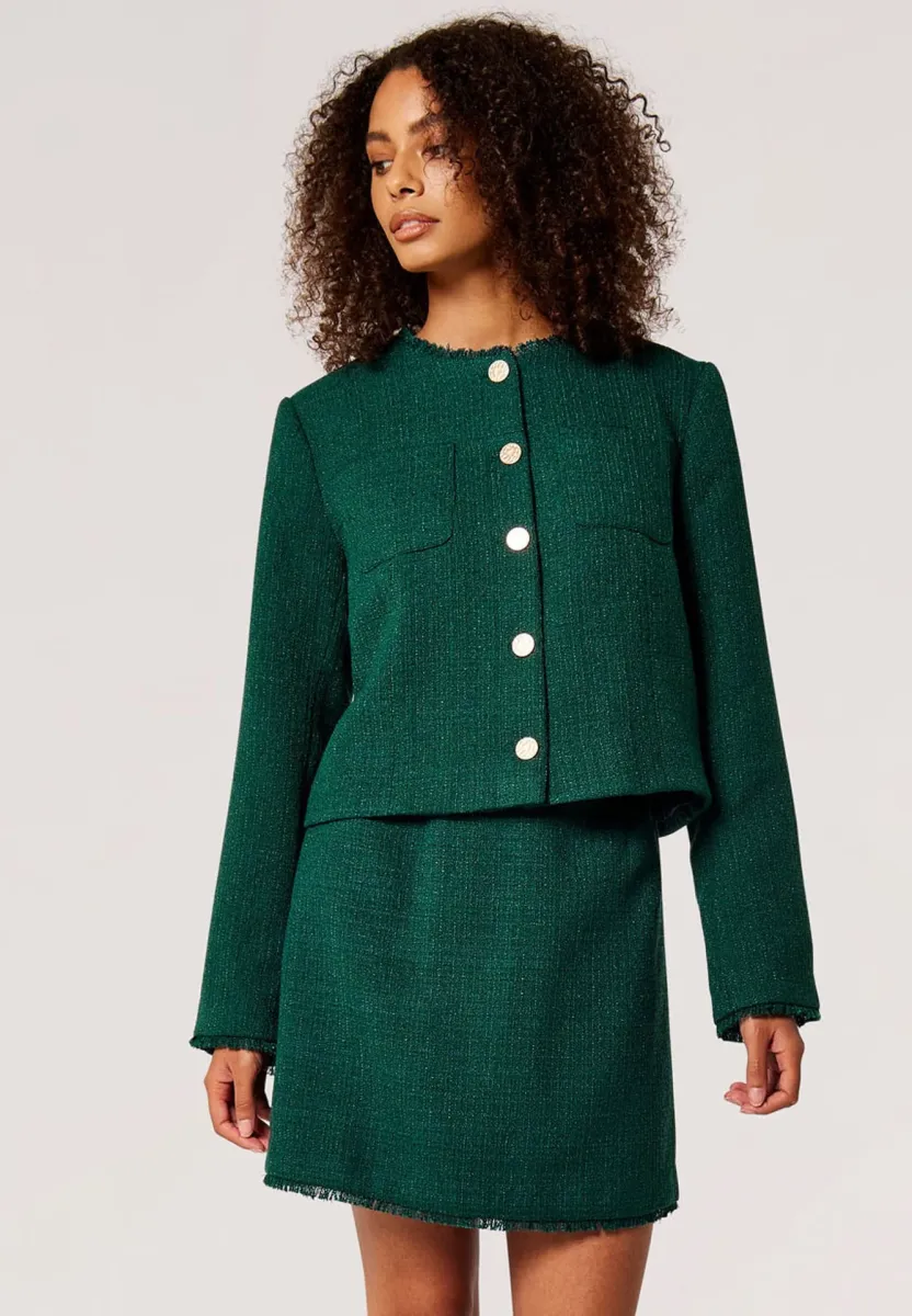 TWEED FRINGE  - Übergangsjacke - green