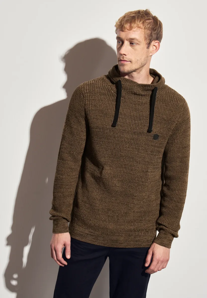 TWO TONE FUNNELNECK - Strickpullover - braun