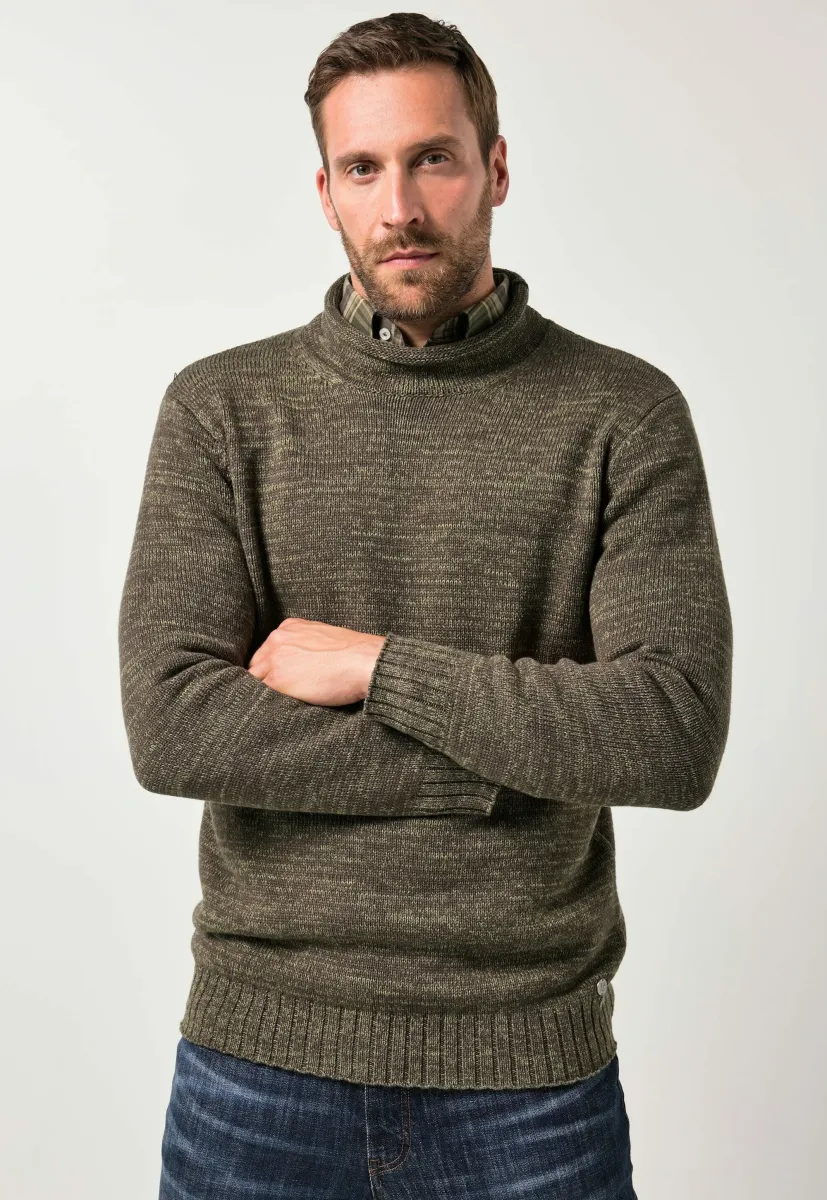 TWO-TONE STAND-UP COLLAR - Strickpullover - olive green