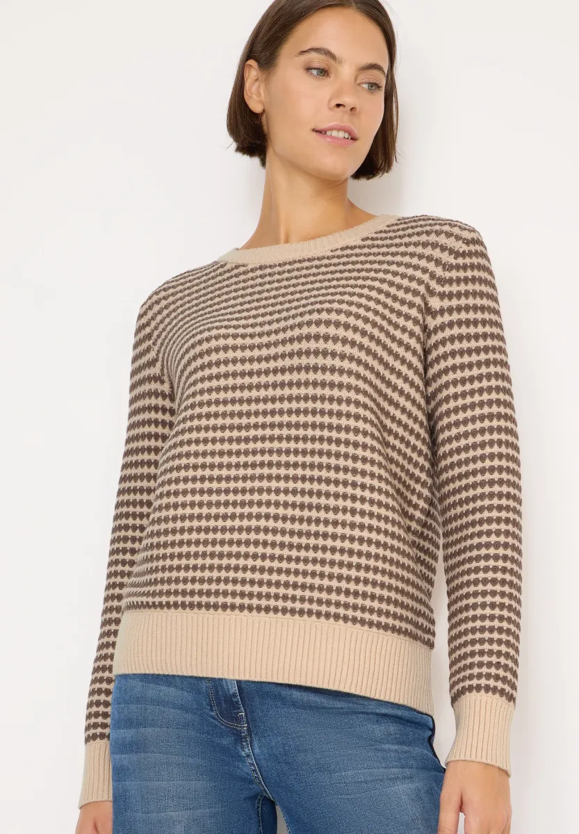 TWO-TONE STRUKTUR - Strickpullover - braun
