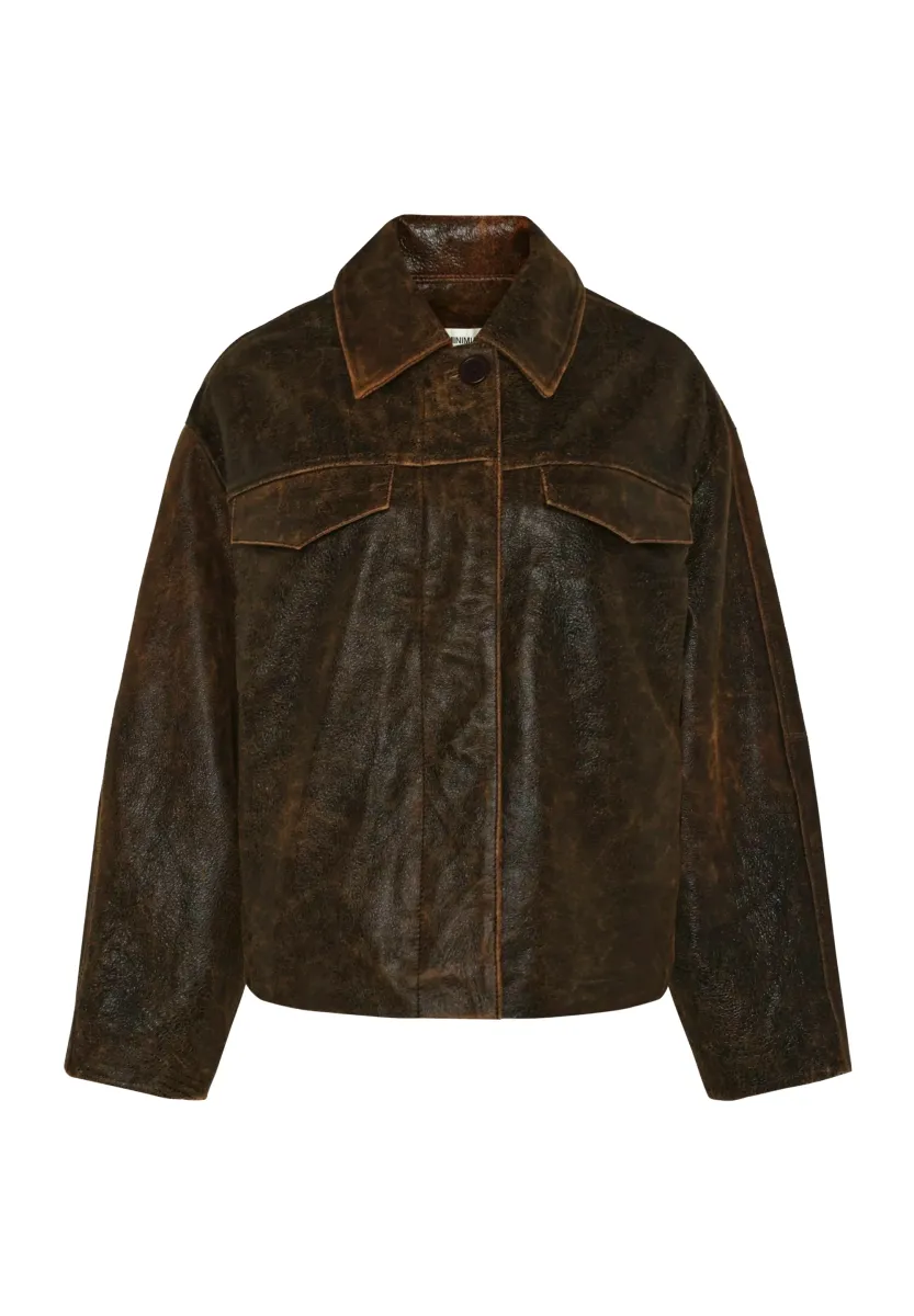 TYRA  - Lederjacke - seal brown