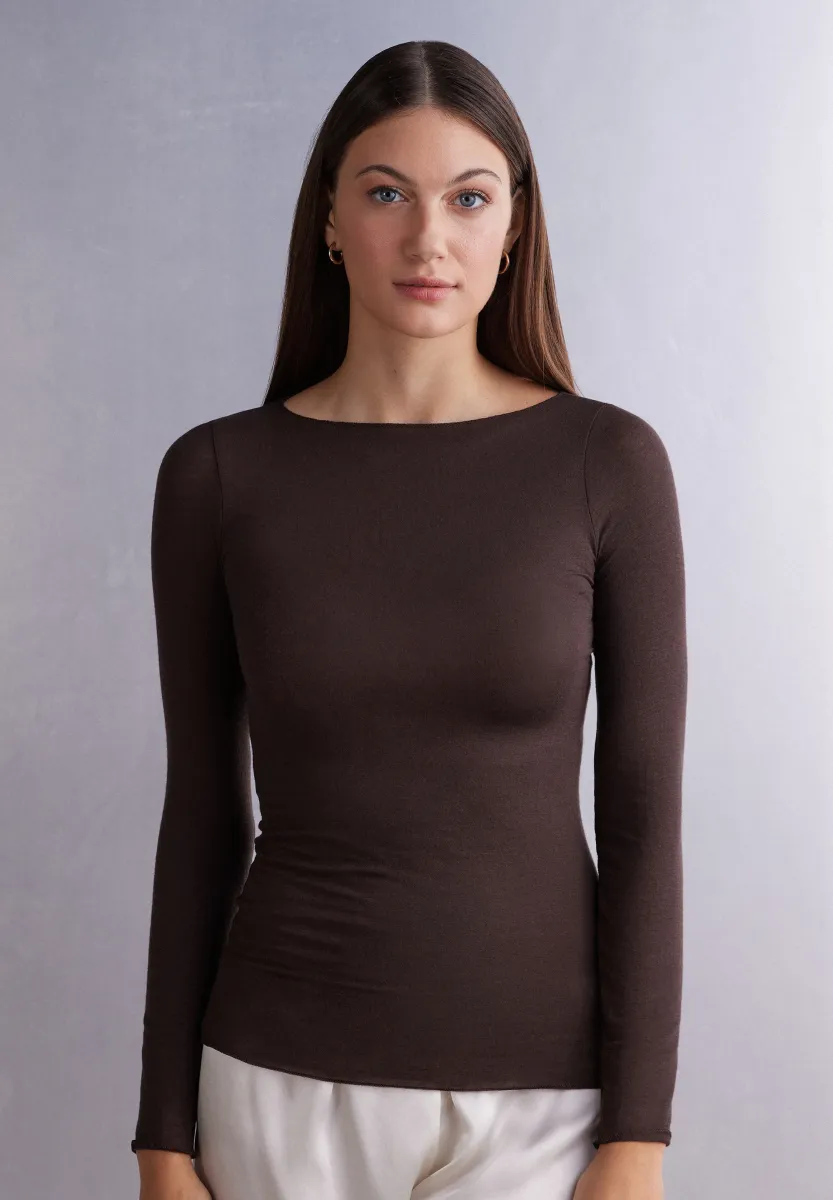 U-BOOT-AUSSCHNITT - Langarmshirt - braun brown