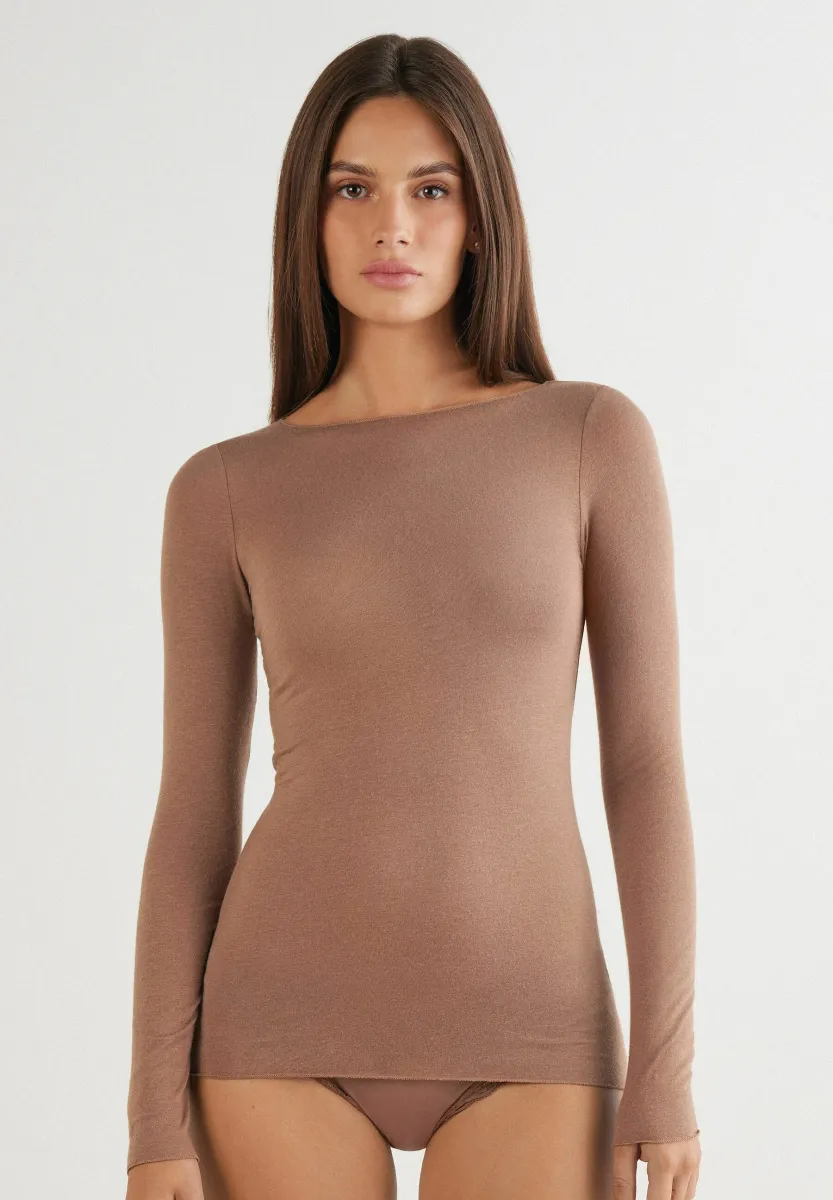 U-BOOT-AUSSCHNITT - Langarmshirt - natural