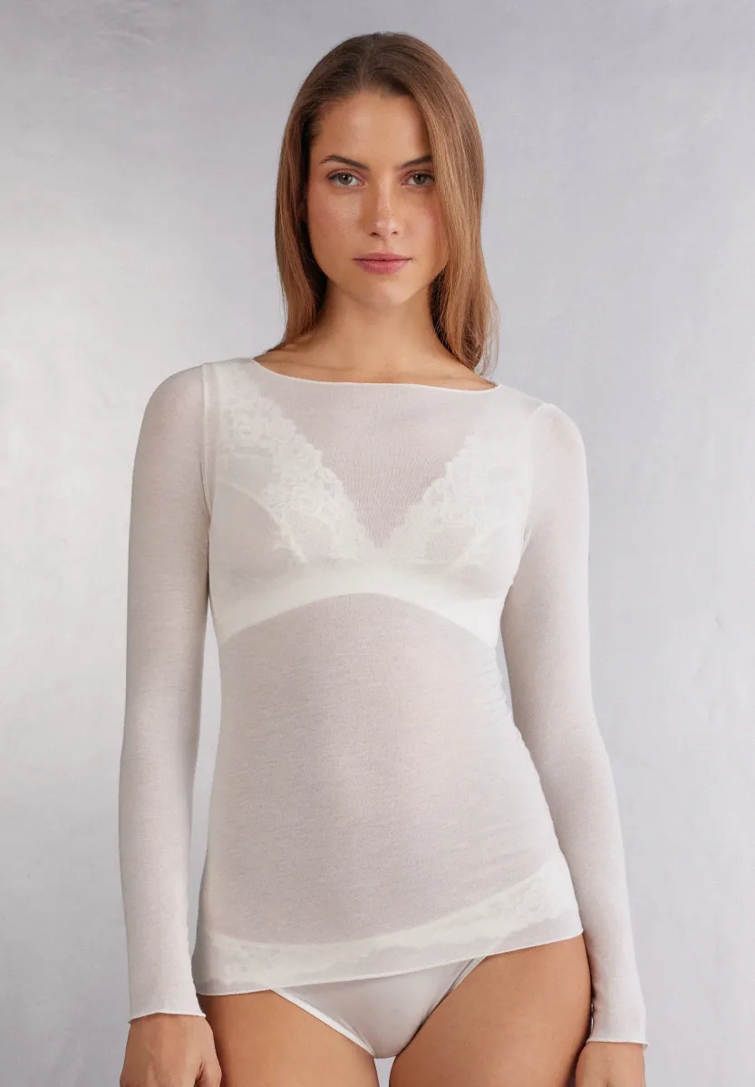 U-BOOT-AUSSCHNITT - Langarmshirt - white