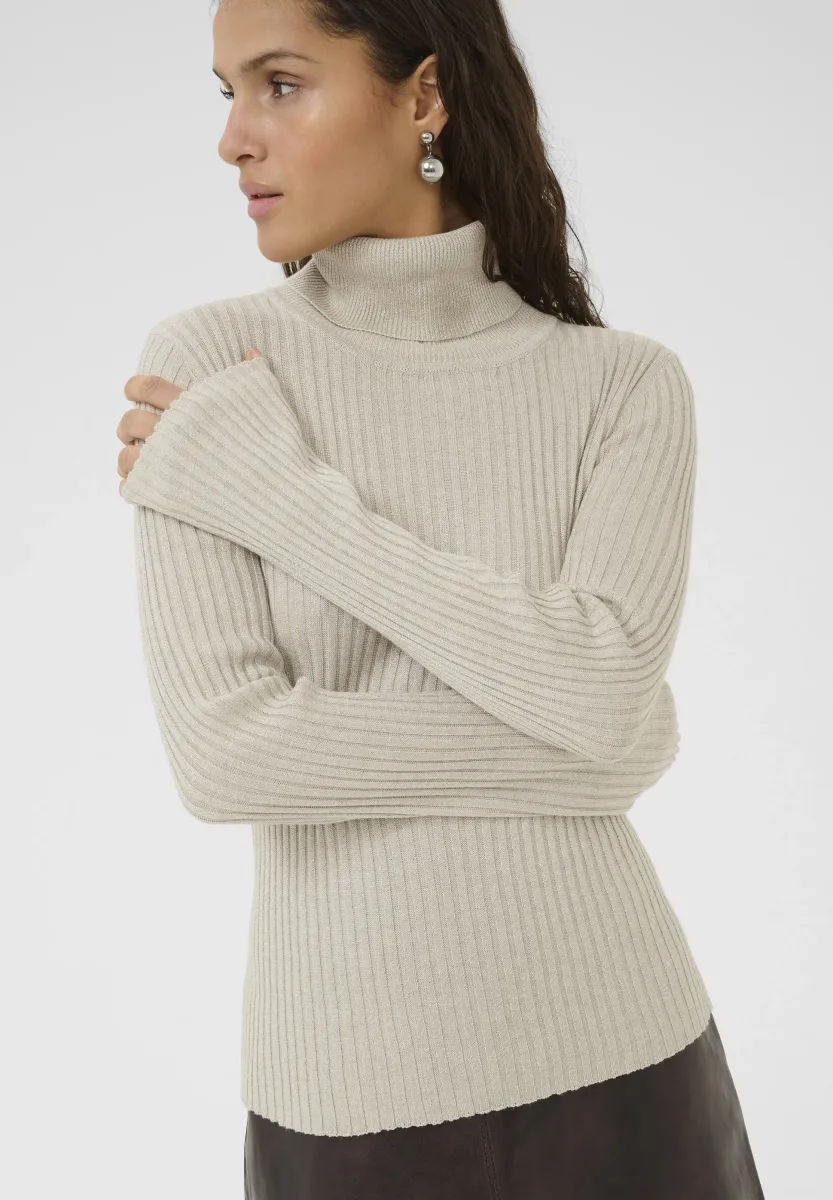 ULIMA T NECK - Strickpullover - pumice stone