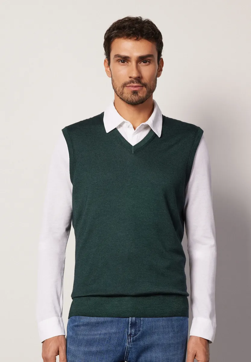 ULTRAFINE V NECK - Strickpullover - Dark Green