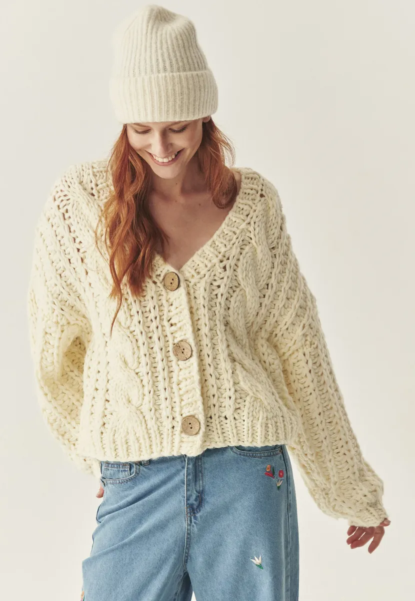 UNA - Strickjacke - cream white