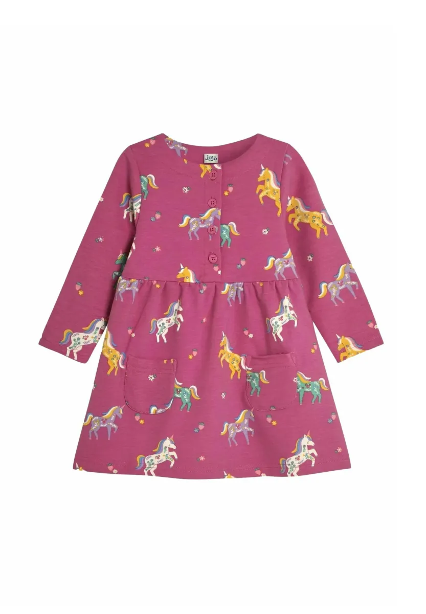 UNICORN BUTTON FRONT REGULAR FIT - Jerseykleid - fuchsia