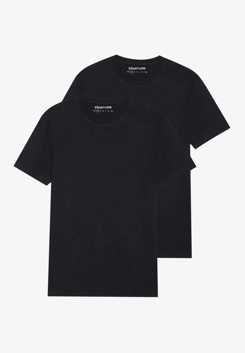 UNISEX 2 PACK BASIC REGULAR T SHIRT - T-Shirt basic - true black