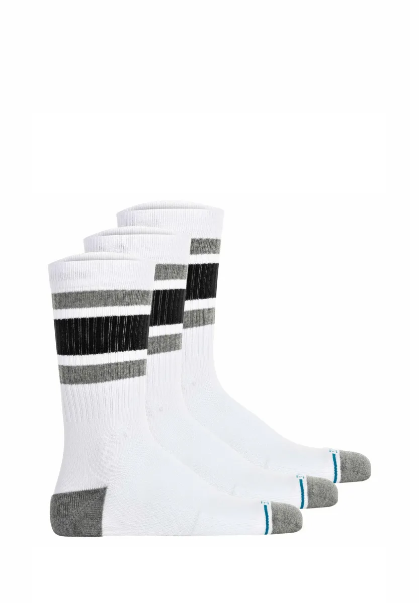 UNISEX 3ER PACK - BOYD LOGO STREIFEN CREW - Socken - weiß schwarz grau
