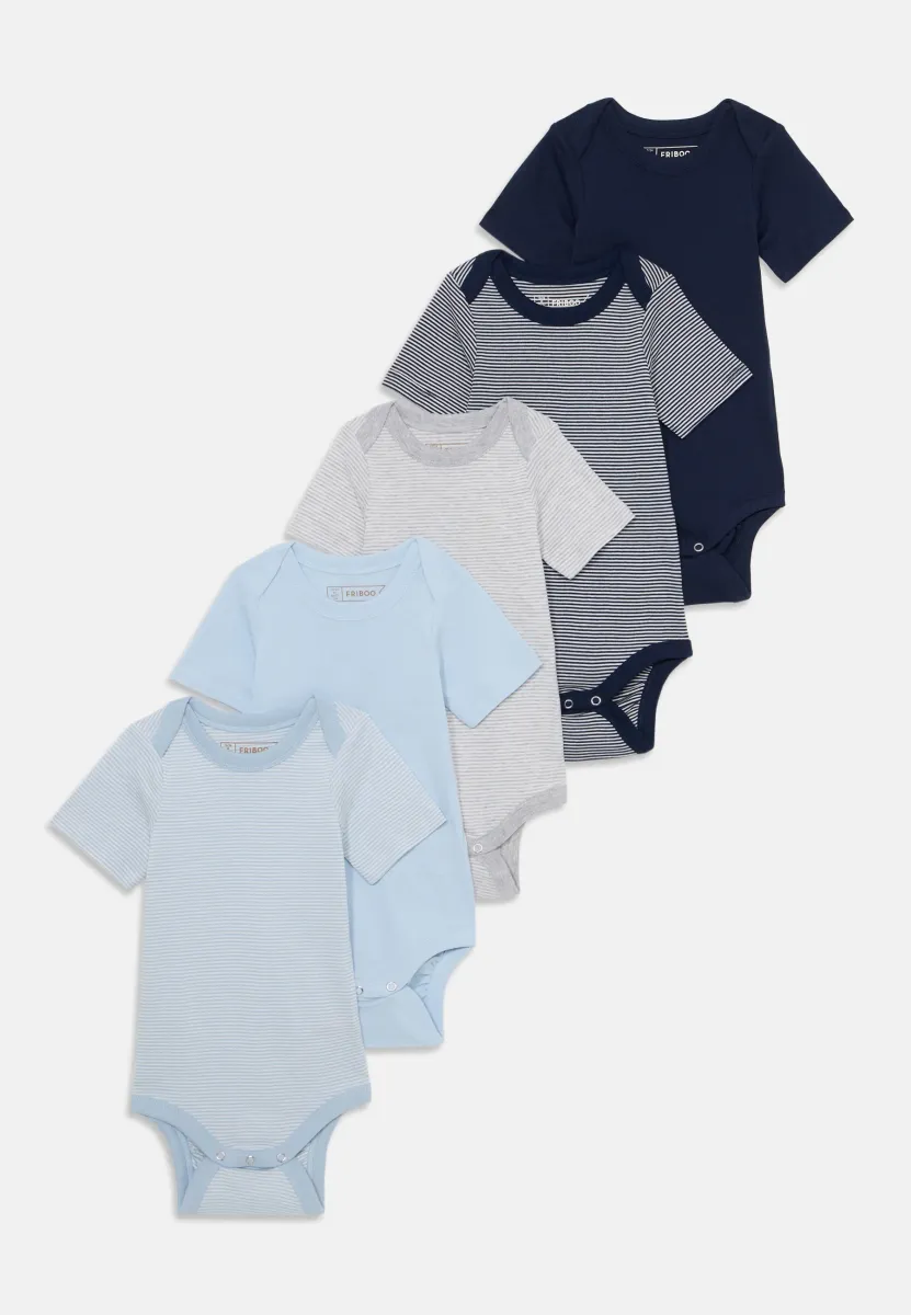 UNISEX 5 PACK SHORT SLEEVE - Strampler - dark grey/blue/grey/light grey