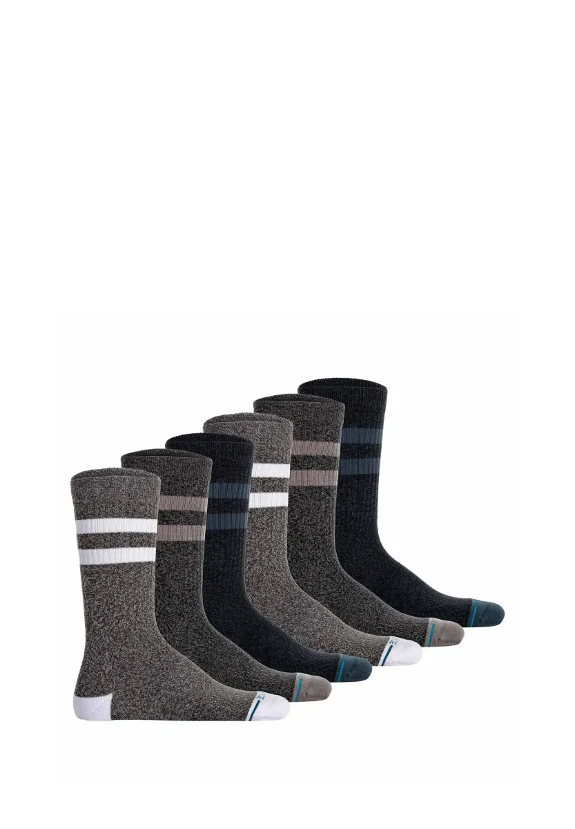 UNISEX 6ER PACK - THE JOVEN LOGO STREIFEN CREW - Socken - grau blau grün