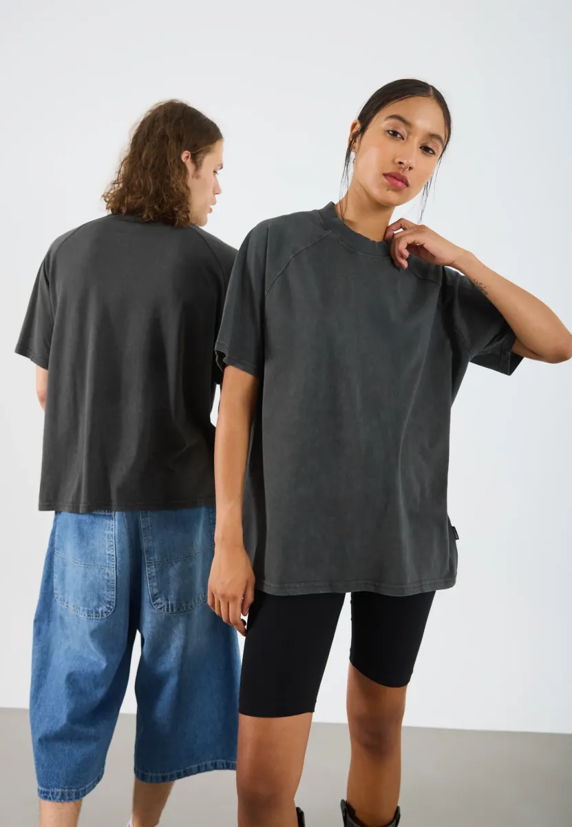 UNISEX BASIC OVERSIZED WASHED T-SHIRT - T-Shirt basic - mottled dark grey