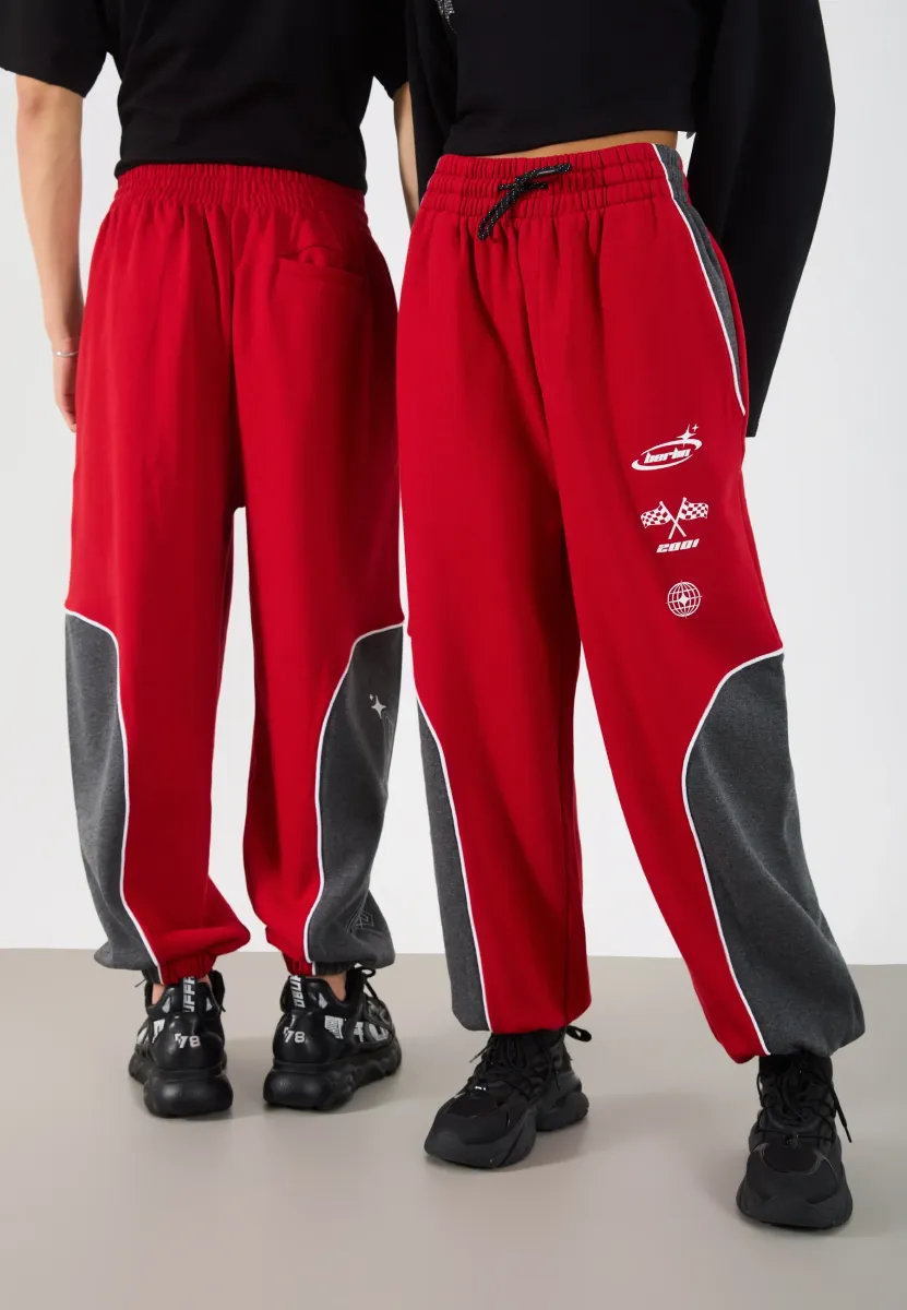 UNISEX - Jogginghose - black/ red