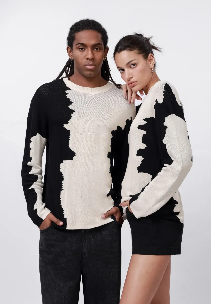 UNISEX - Strickpullover - beige/black