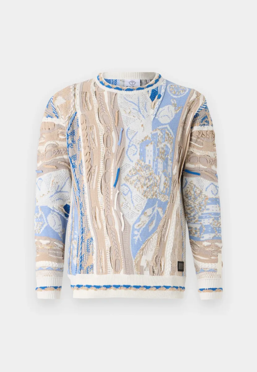 UNISEX - Strickpullover - beige/blue