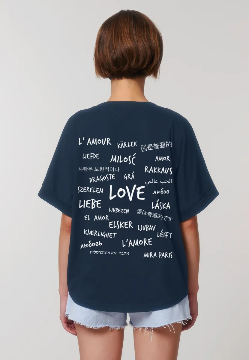 UNIVERSAL LOVE BACK PRINT ROLLUP TEE OVERSIZED - T-Shirt print - dark blue
