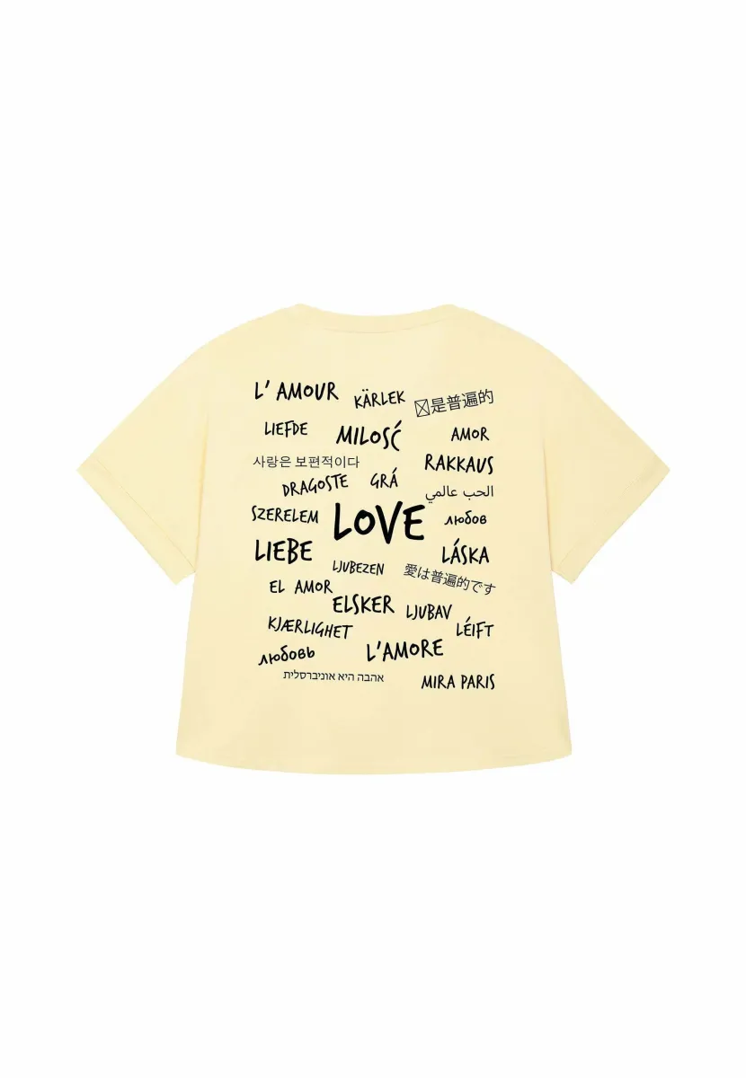 UNIVERSAL LOVE BACK PRINT ROLLUP TEE OVERSIZED - T-Shirt print - butter