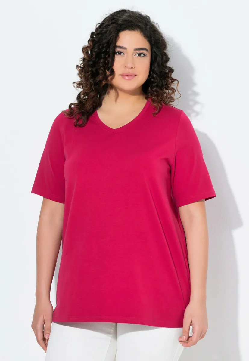 V-AUSSCHNITT HALBARM - T-Shirt basic - dark raspberry