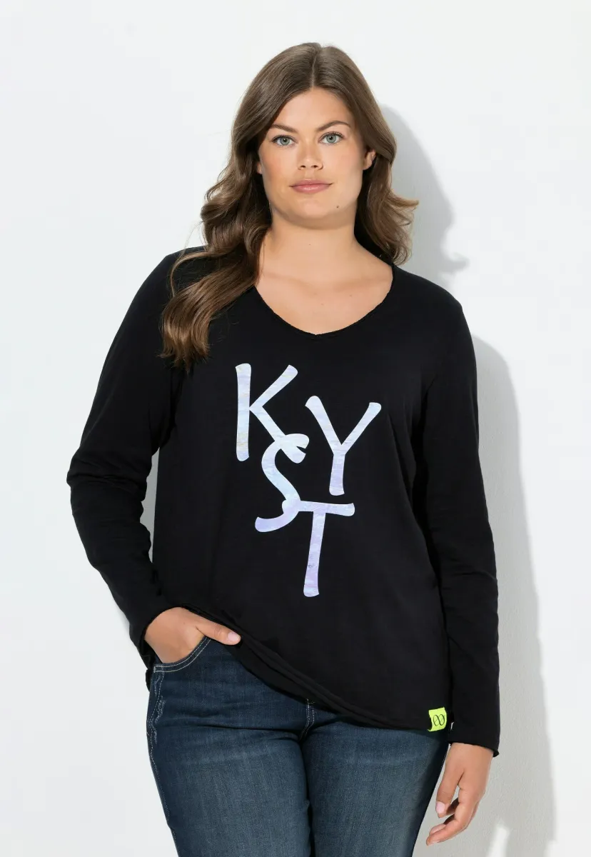 V- AUSSCHNITT  - Langarmshirt - black