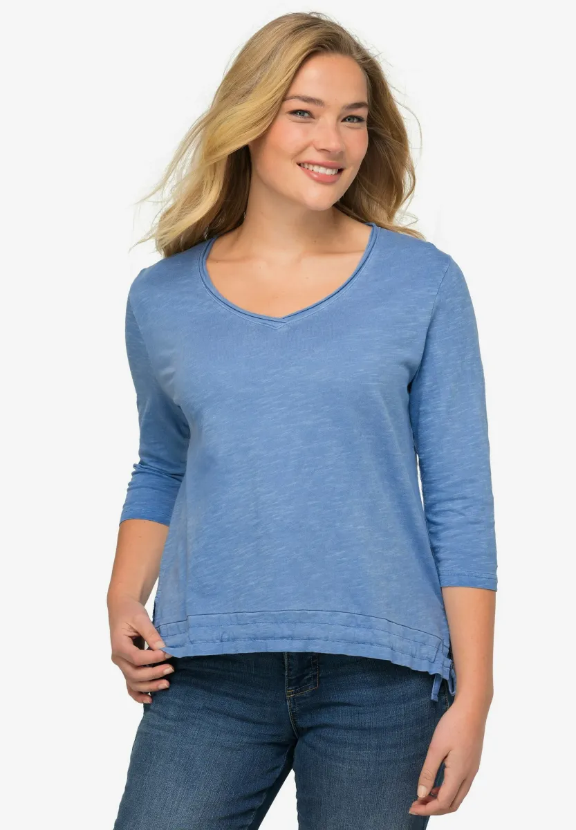 V-AUSSCHNITT SAUM MIT RAFFUNG MIG - Langarmshirt - sky blue