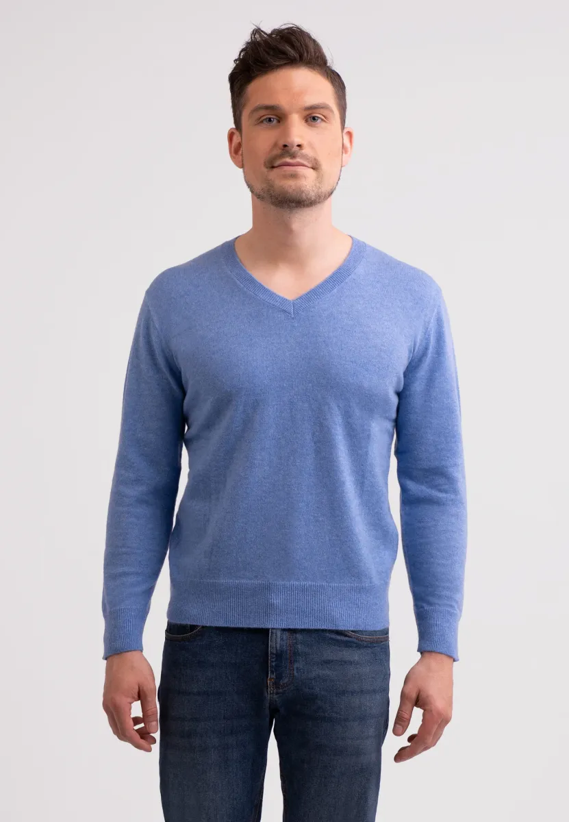 V-AUSSCHNITT - Strickpullover - azurblau
