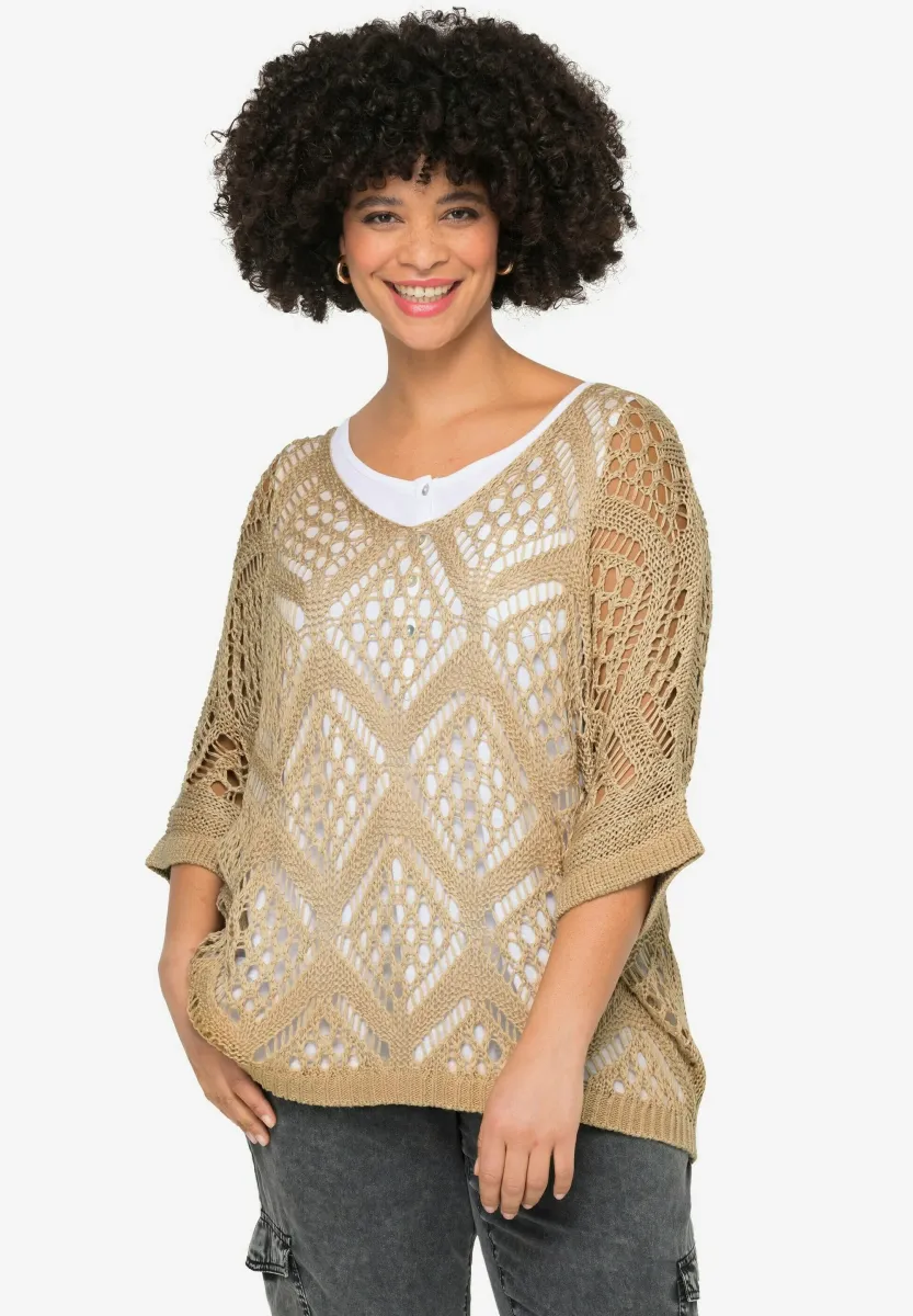 V-AUSSCHNITT - Strickpullover - beige