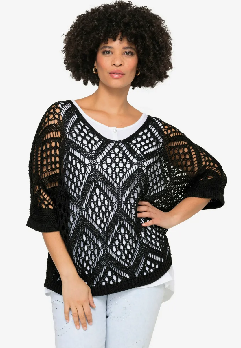 V-AUSSCHNITT - Strickpullover - black