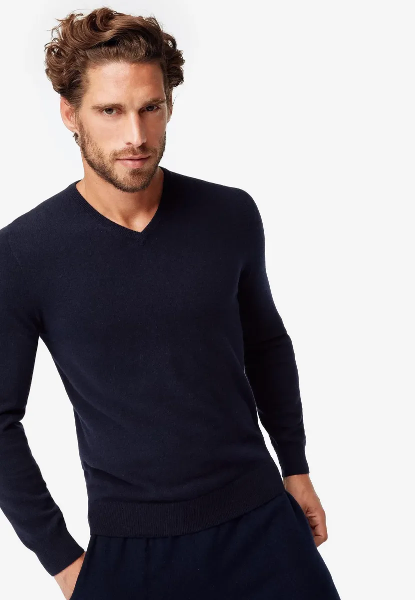 V-AUSSCHNITT  - Strickpullover - Blue