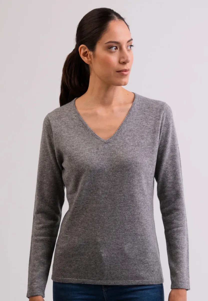 V-AUSSCHNITT  - Strickpullover - grau