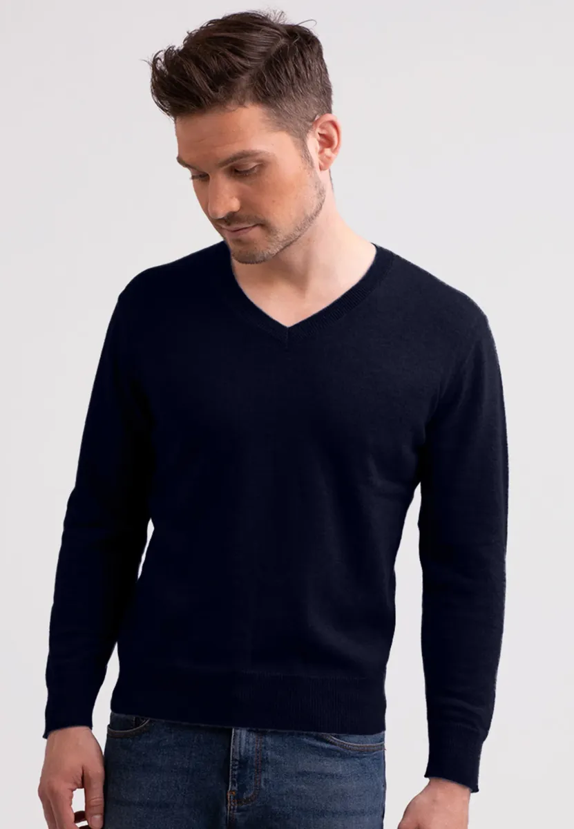 V-AUSSCHNITT - Strickpullover - marine blau