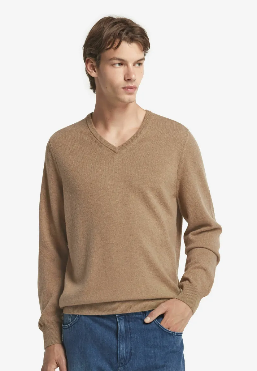 V-AUSSCHNITT  - Strickpullover - natürlich wheat blend