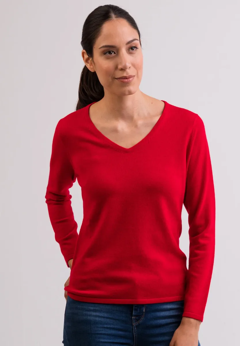 V-AUSSCHNITT  - Strickpullover - rot