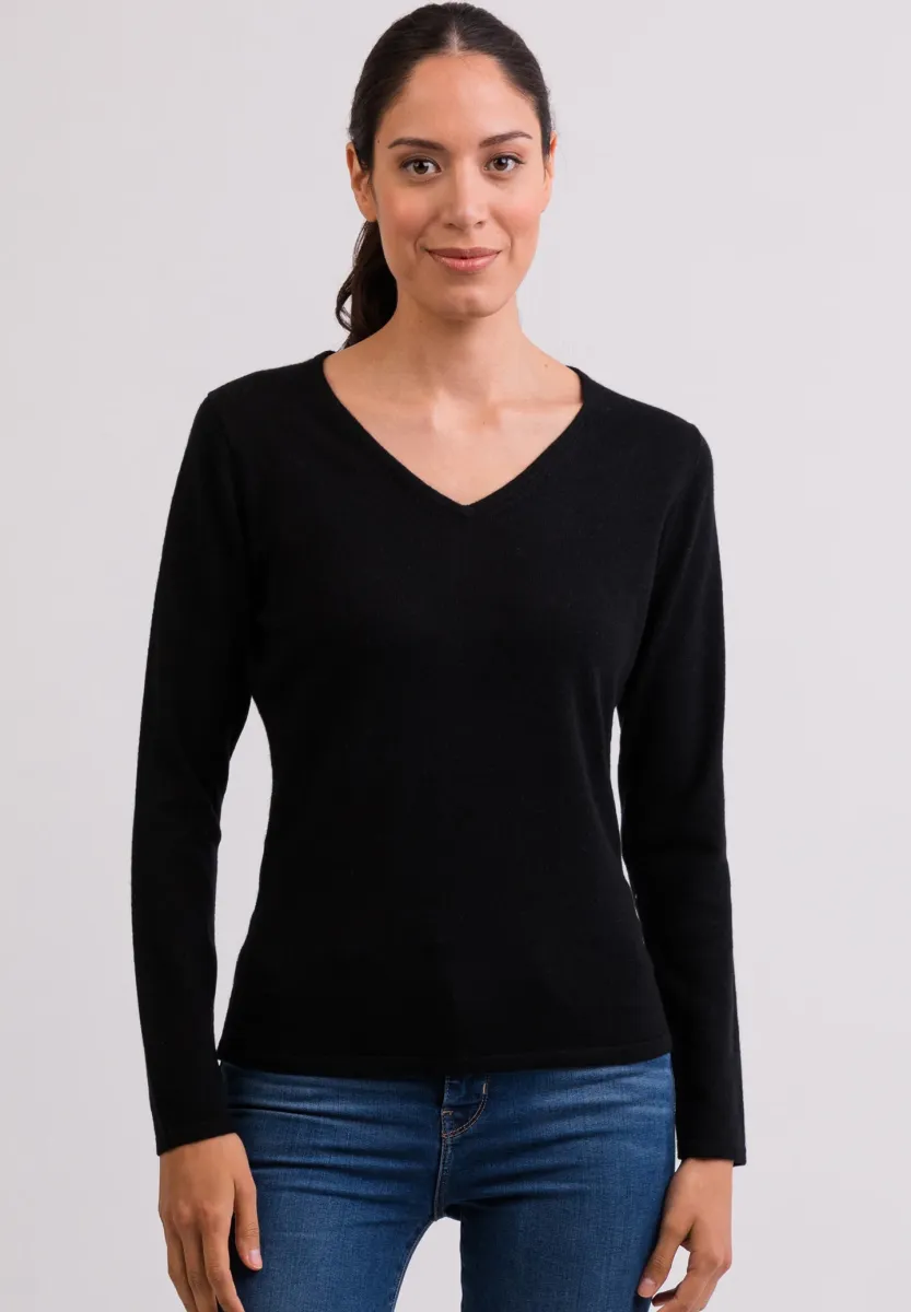 V-AUSSCHNITT  - Strickpullover - schwarz