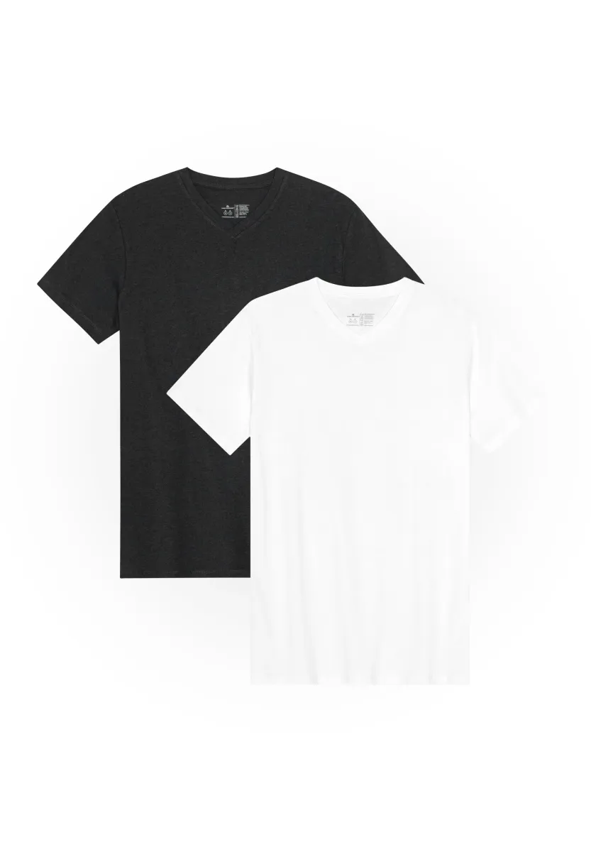V-NECK 2-PACK - T-Shirt basic - mc  xwhite xblack