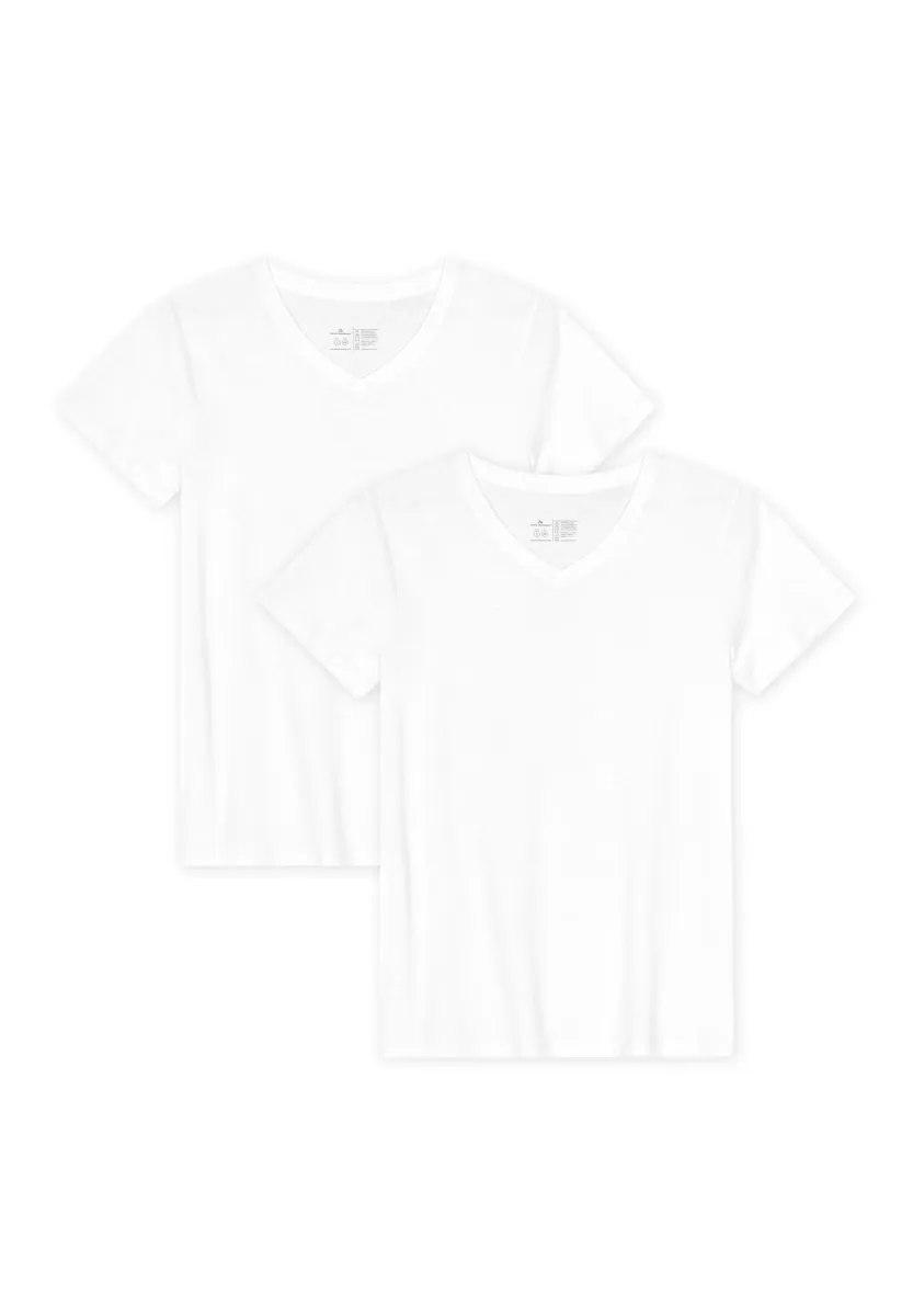 V-NECK 2-PACK - T-Shirt basic - pure white