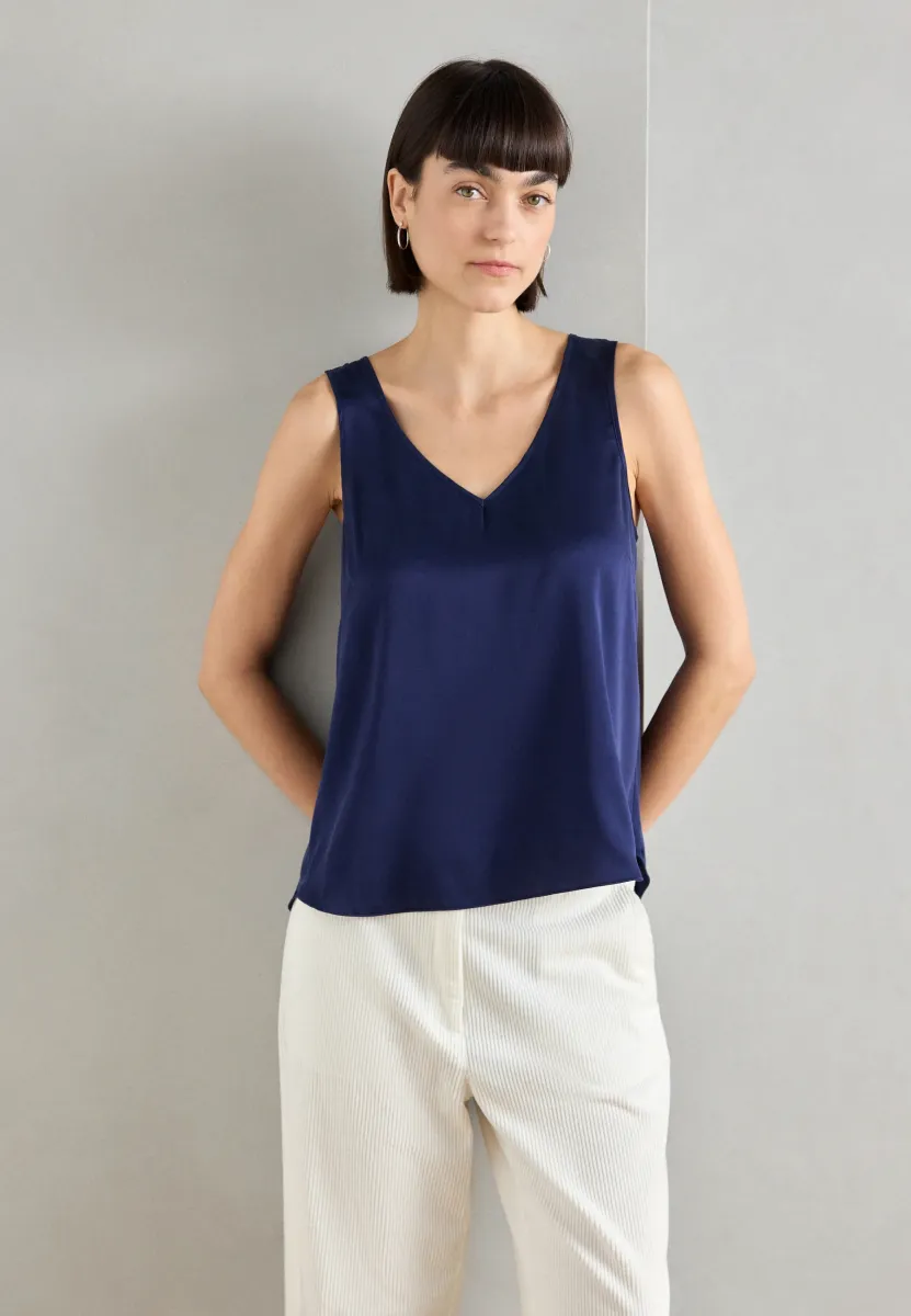 V NECK - Bluse - maritime blue