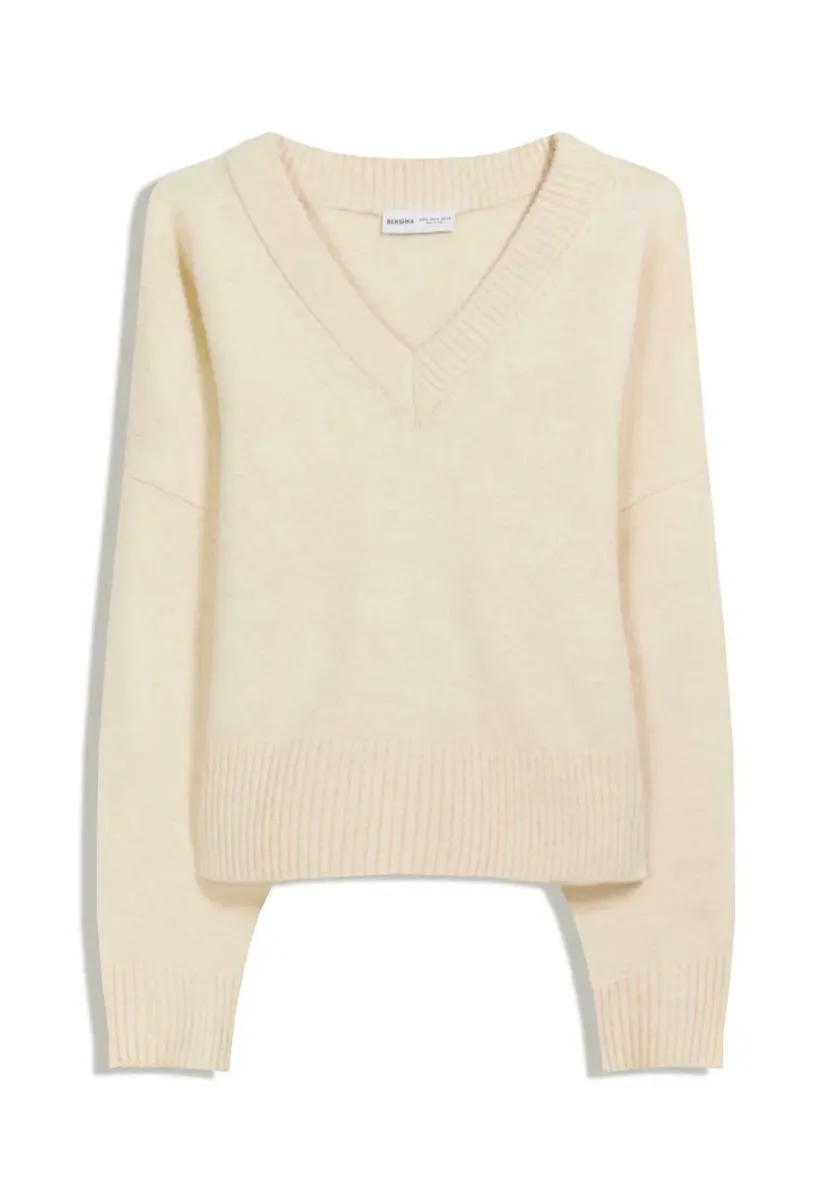 V-NECK CROPPED - Strickpullover - beige
